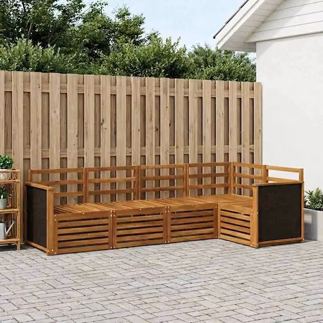Set di divani da esterno 4 pz Naturale Legno di Acacia Massello 3384340