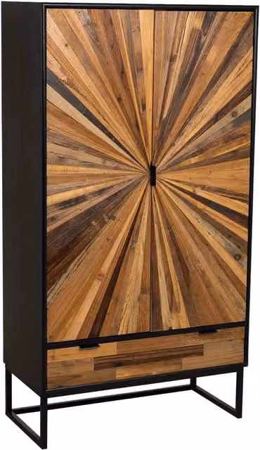 Armadio in legno di recupero nero a 2 ante 80x40x150h cm