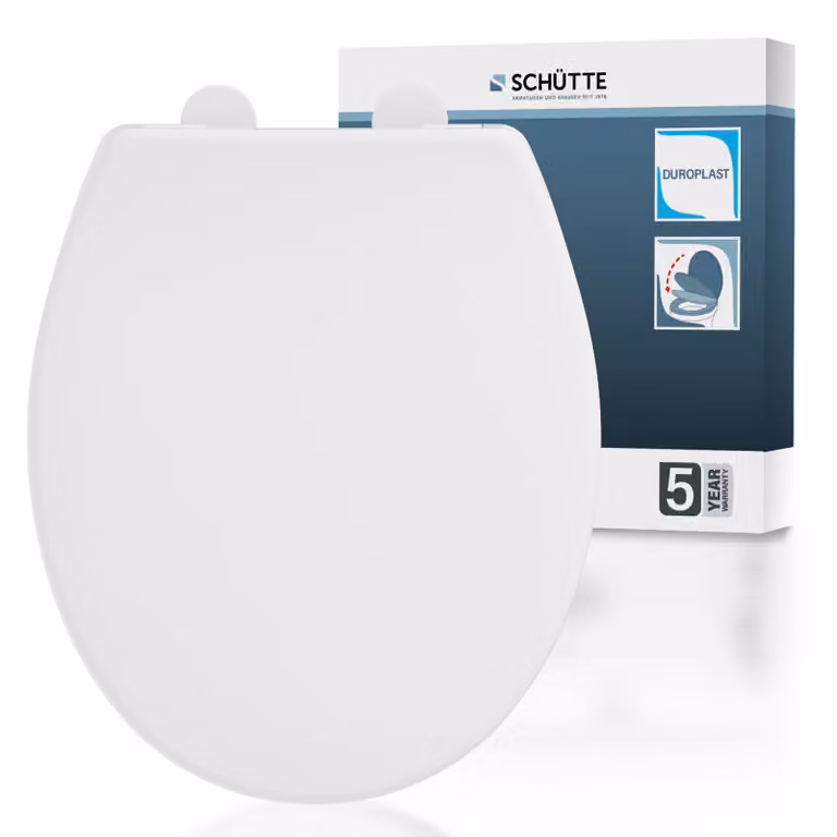 Sedile per WC SCHÜTTE Duroplast BIANCO, PREMIUM, con meccanismo di chiusura morbida