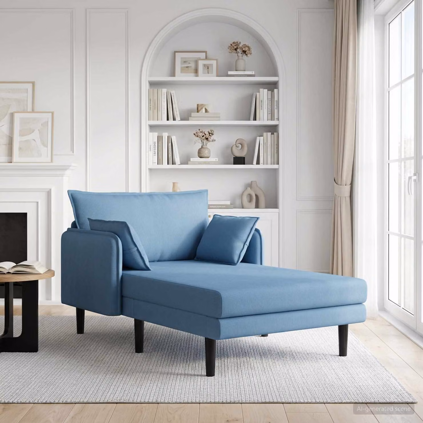 Chaise longue oversize vidaXL in velluto a coste blu con cuscini inclusi, L: 173 cm, P: 114 cm, H: 86 cm