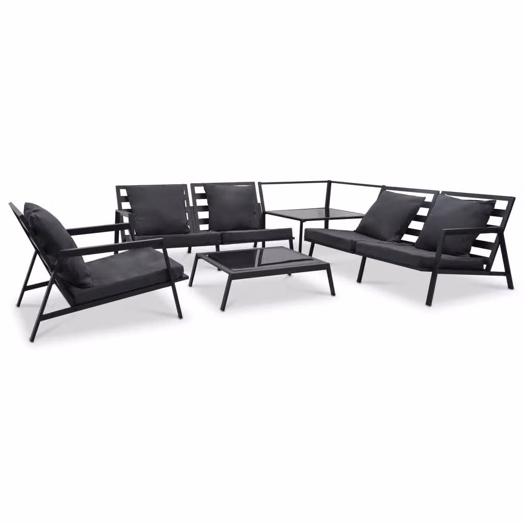 set da giardino 5 pezzi con cuscini Alluminio grigio scuro