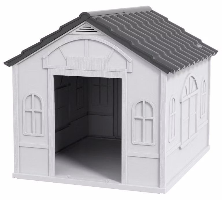 Cuccia per cani da esterno – Cuccia in plastica | Colore: Grigio | Dimensioni: 75,7 x 65 x 63 cm