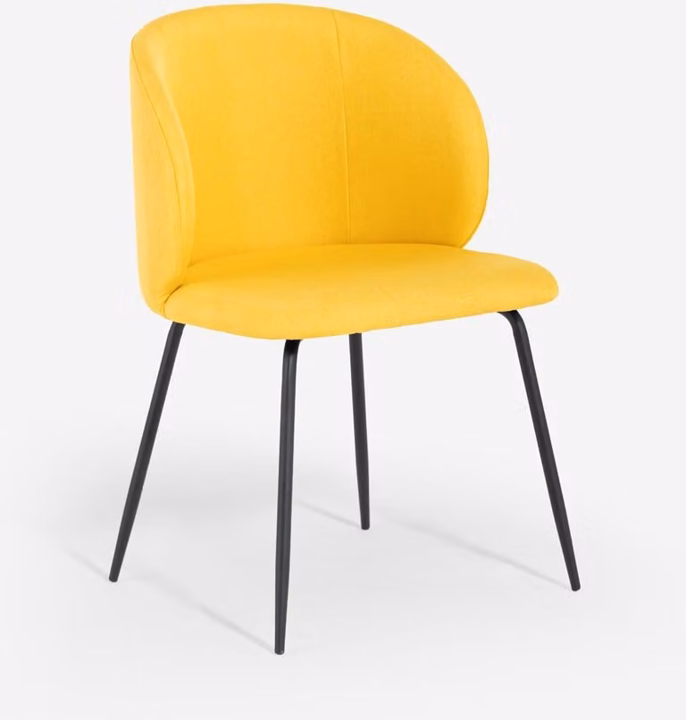 Elegante sedia imbottita in tessuto per cucina e sala da pranzo Kasva - Giallo