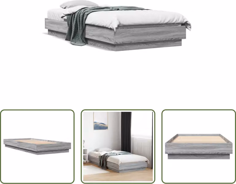 The Living Store Struttura letto Sonoma grigio 90x200 cm materiale legno