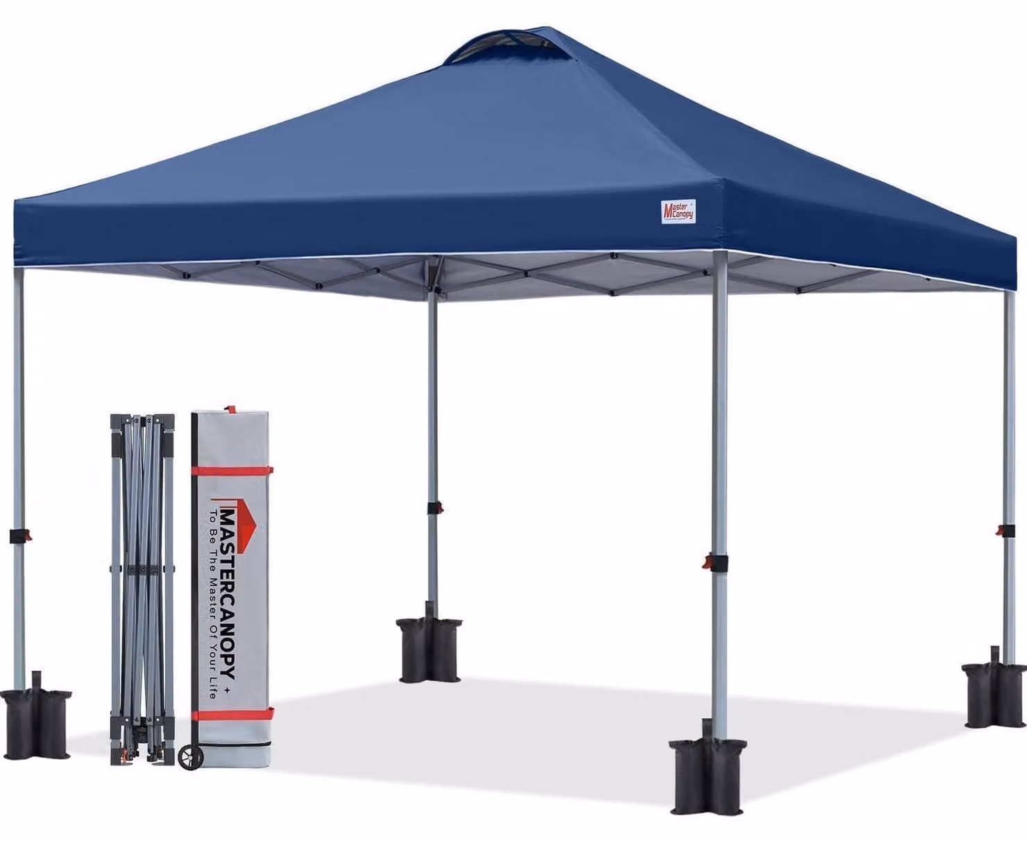 Pavillon pop-up 3x3 metri, facile e rapido da montare, con 3 livelli di altezza regolabili, protezione UPF50+, idrorepellente, colore blu navy, completo di borsa pieghevole e sacchetti di sabbia