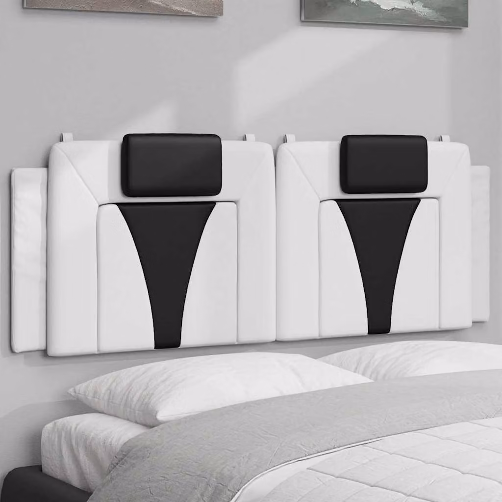 vidaXL Cuscino Testiera Viana in Similpelle Nero e Bianco L: 120 cm