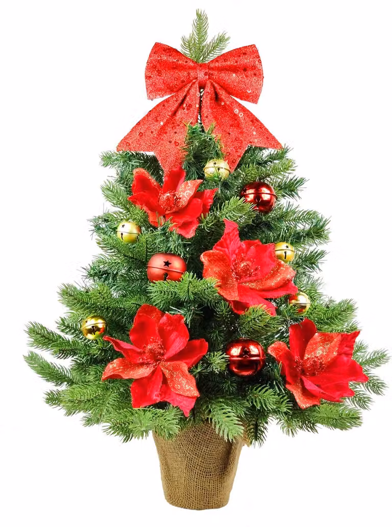 Albero di Natale artificiale decorato CAMPANELLA 60 cm con illuminazione a LED IN VASO