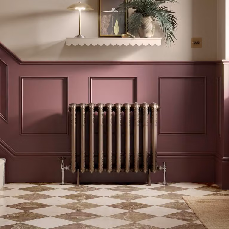 Radiatore Orizzontale Tradizionale a Colonna a 2 Colonne - 600mm x 770mm - Bronzo Spazzolato - Hudson Reed Bloomsbury