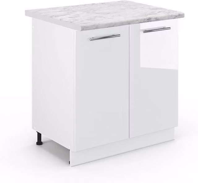 Mobile lavello cucina Fame-Line Bianco lucido/Bianco 80 cm, PL Marmo Vicco