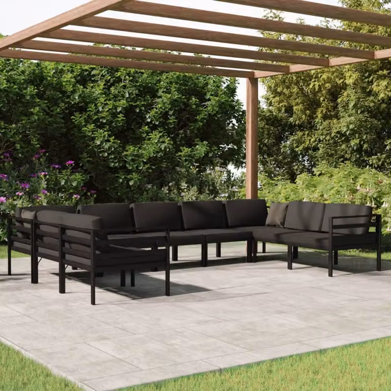 Maison Exclusive - Set Divani da Giardino 9 pz con Cuscini in Alluminio Antracite