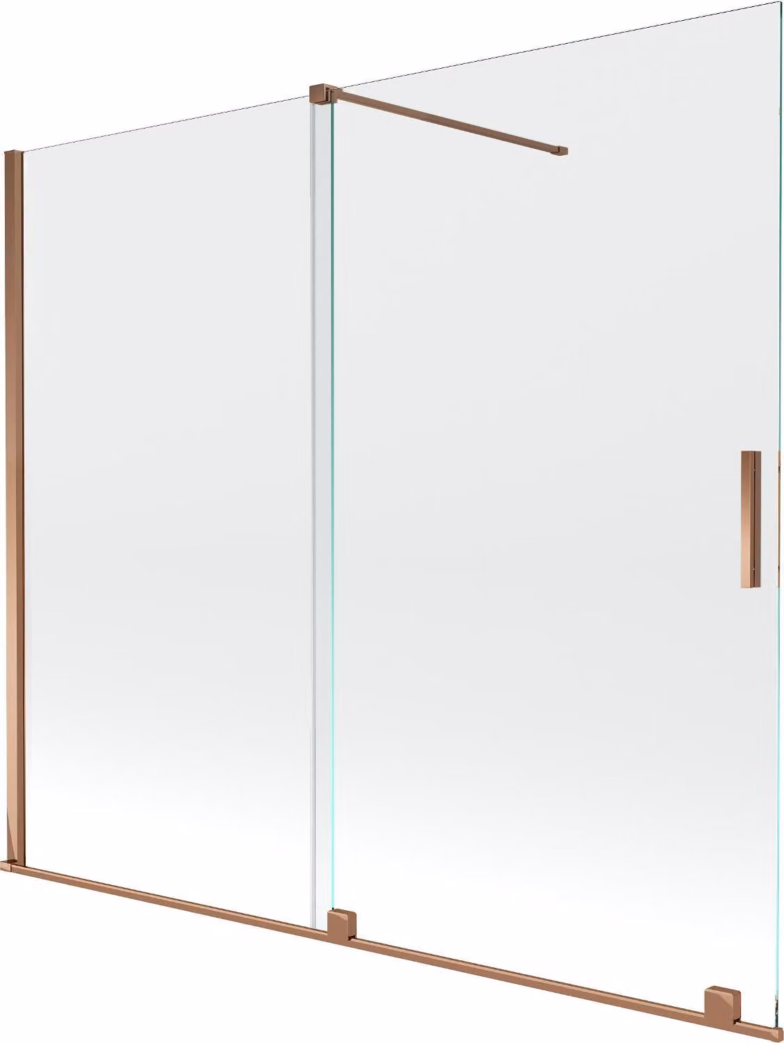 Mexen Velar paravento per doccia a 2 ante scorrevoli 180 x 150 cm, trasparente, oro rosa - 896-180-000-01-60