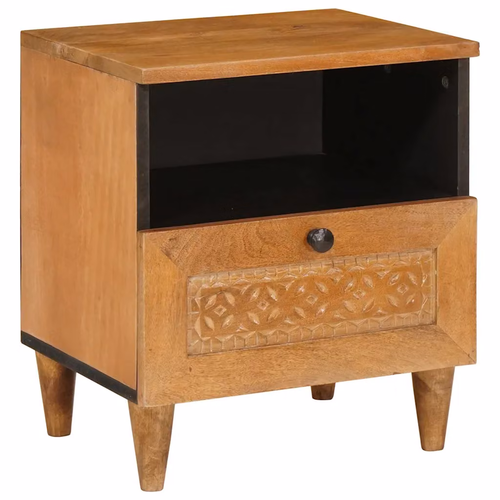 vidaXL Armadio da Notte in Legno di Acacia e Mango Marrone L: 40 cm, P: 33 cm, H: 46 cm
