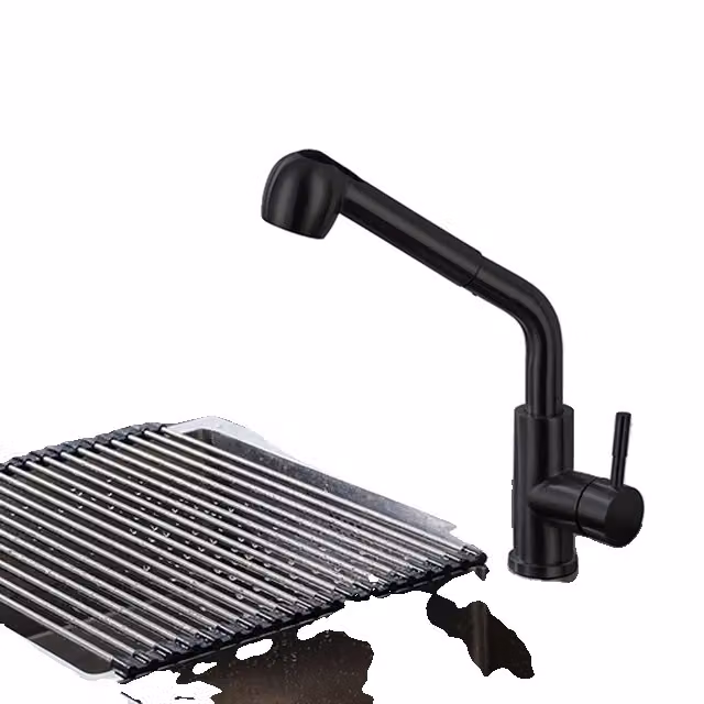 Rubinetto da cucina, design estraibile, superficie nichelata, 04001nero