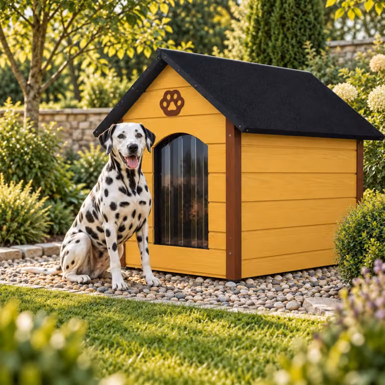 Cuccia per cani QLS, dimensioni XL (104x74 cm), isolata, in legno, per uso esterno, colore marrone miele, modello 9068