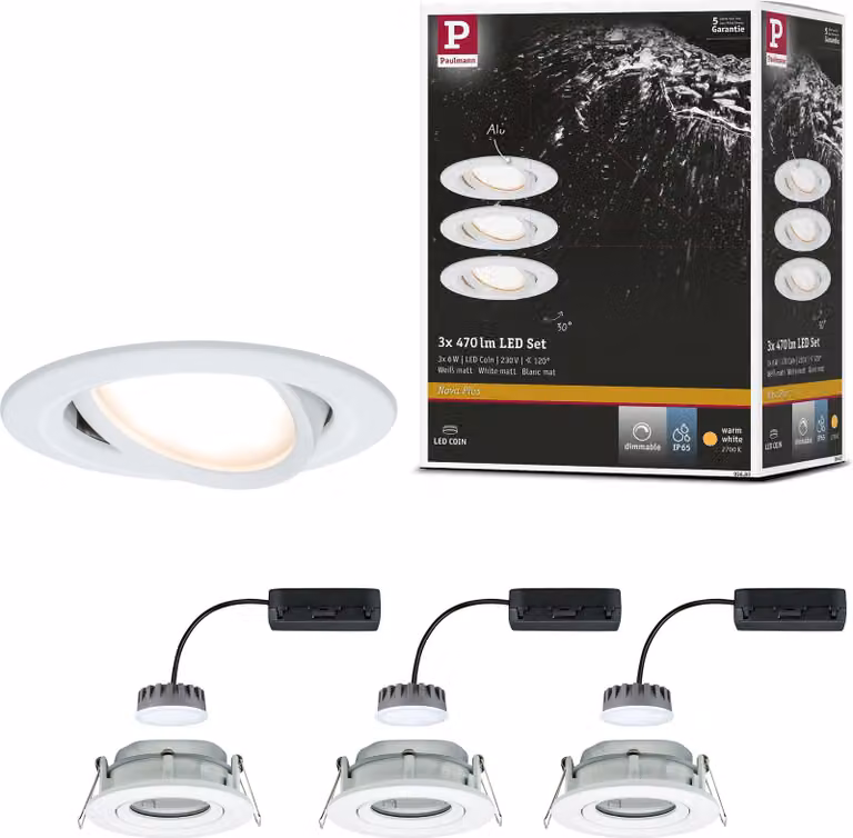 Paulmann Luce da incasso LED Nova Plus set base orientabile