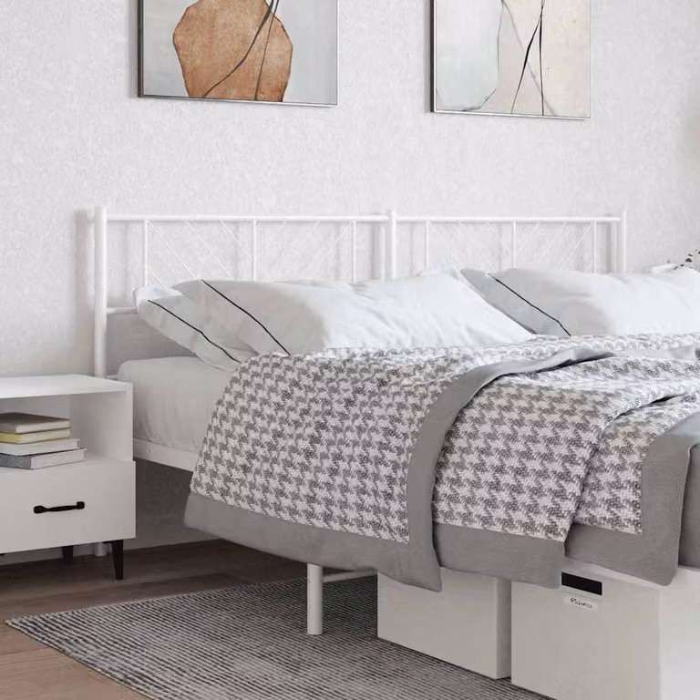 Testiera di ricambio vidaXL in metallo bianco laccato, stile classico, L: 206 cm