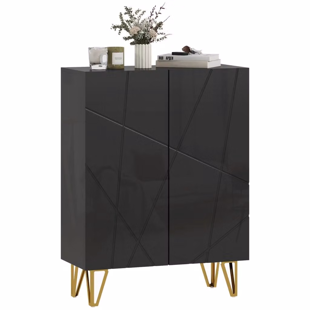 Armadio per scarpe Minimal con 2 ante e ripiani regolabili nero L: 72 cm, P: 31.5 cm, H: 95 cm – 2