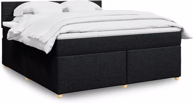 Letto Ibrido vidaXL con Giroletto a Molle e Materasso in Tessuto Nero e Bianco L/P: 180 x 200 cm – 1