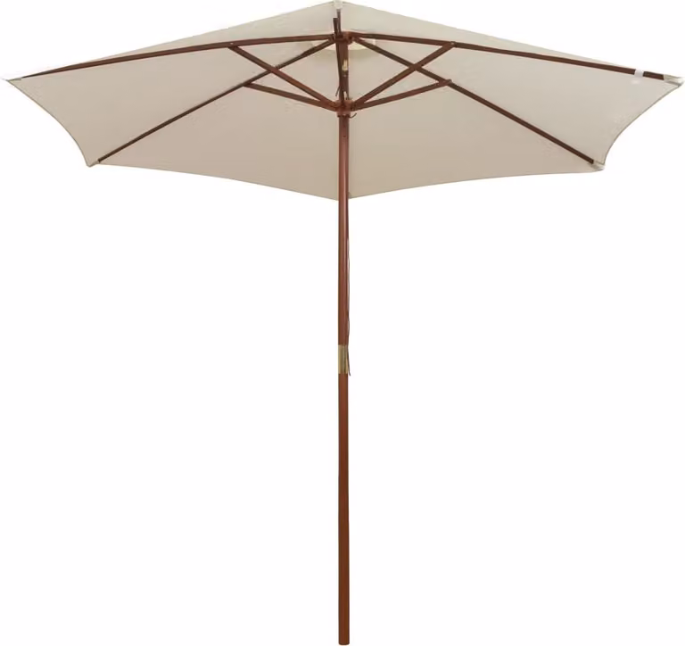 vidaXL Ombrellone 270×270 cm palo in legno bianco crema