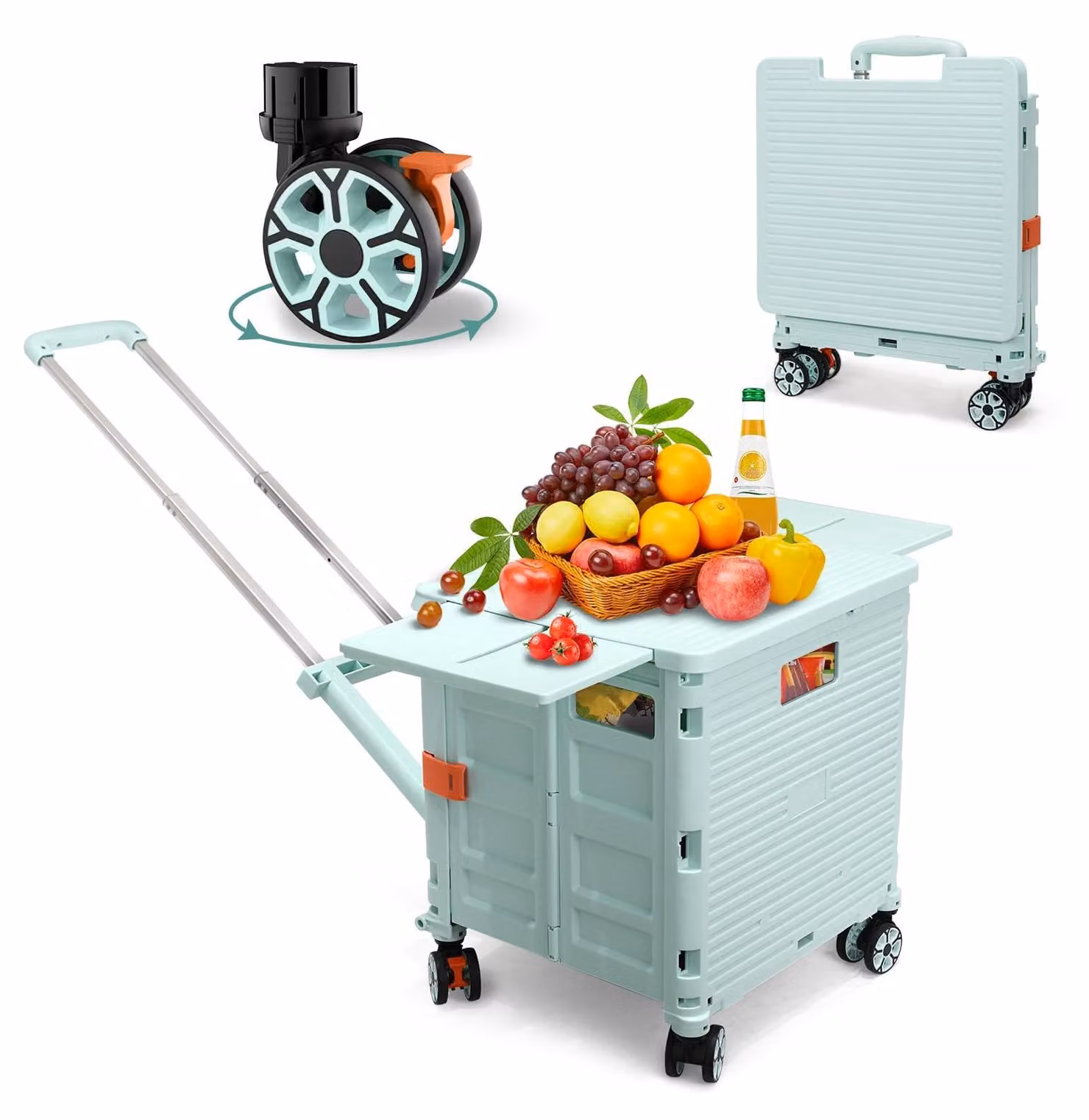 Carrello pieghevole con coperchio scorrevole magnetico