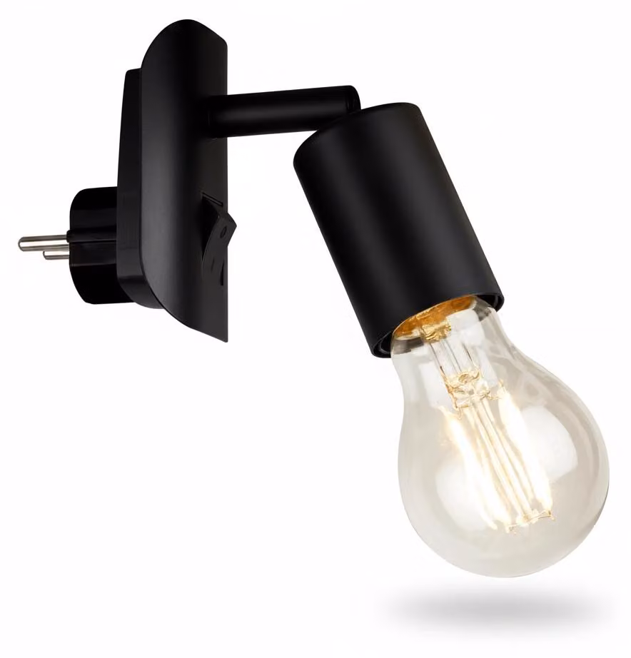 Briloner - Lampada da tavolo con presa - Nero - Attacco E27