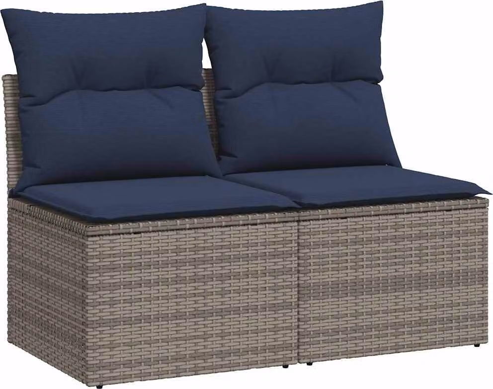 Set Divano Giardino 2 pz con Cuscini Grigio Polyrattan Acacia