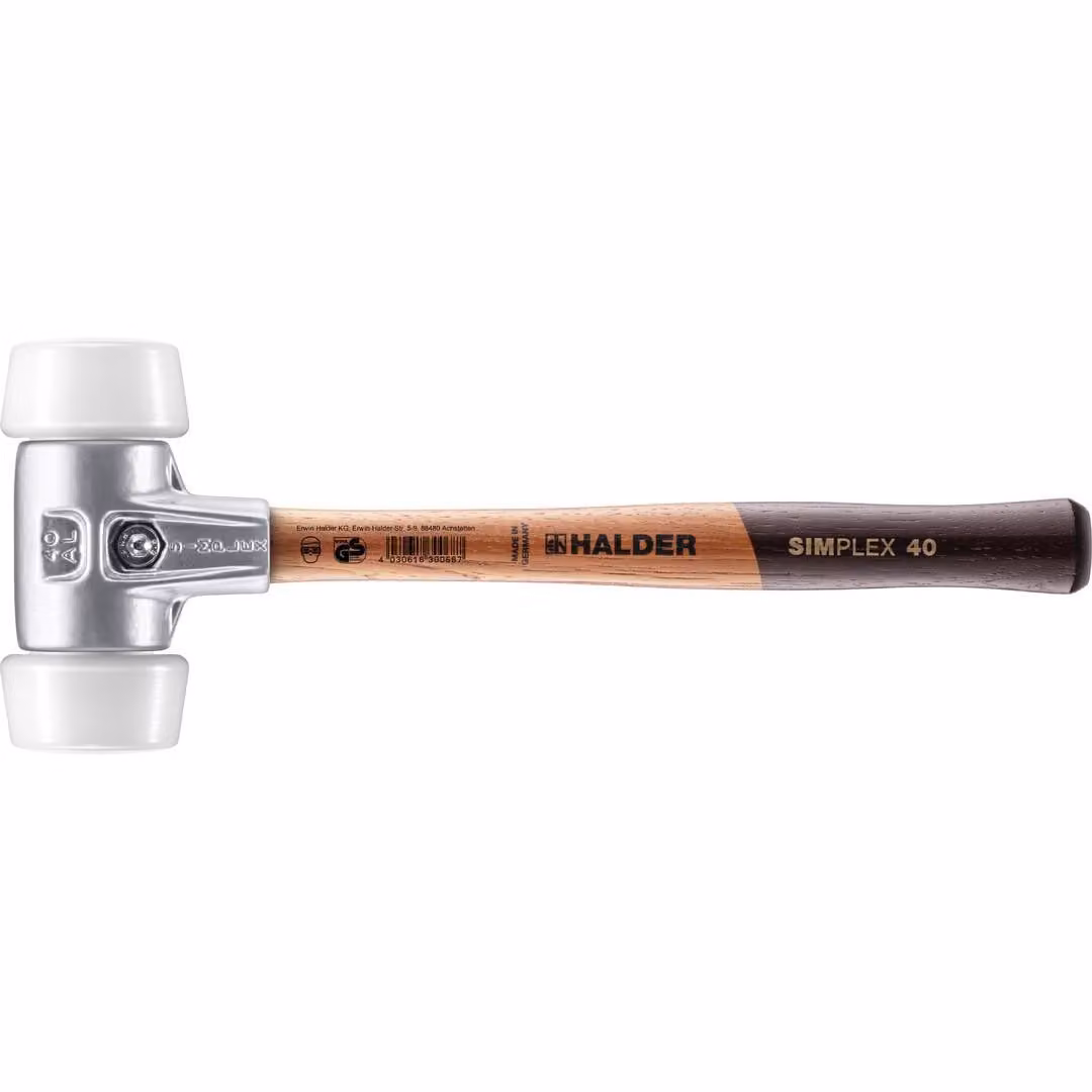Mazza SIMPLEX soft-face con alloggiamento in alluminio e manico in legno, Ø 50:40, superplastica