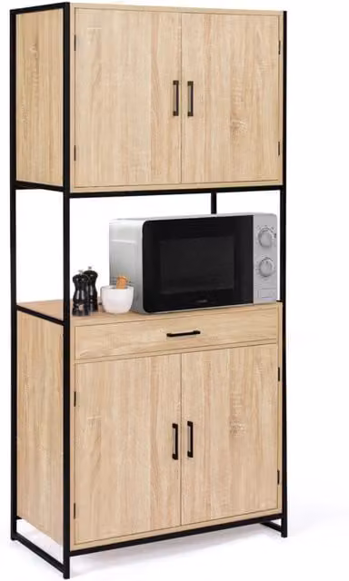 IDMarket Credenza da cucina DETROIT in stile industriale con 4 ante e cassetto, L: 80 cm, P: 40 cm, H: 76,5 cm – 1