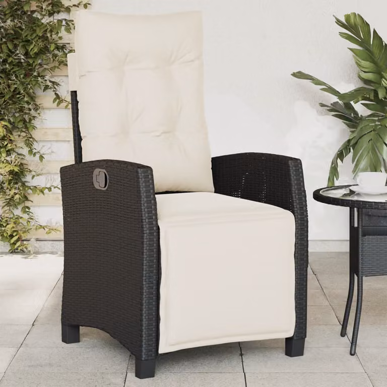 Sedia Reclinabile da Giardino con Poggiapiedi vidaXL in Polyrattan e Metallo, Colore Nero, Beige o Bianco