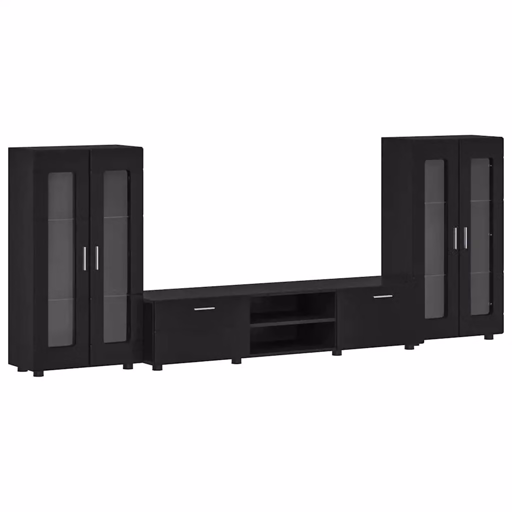 Set mobile TV moderno vidaXL FLORIN in legno nero con compartimenti multimediali L: 150 cm, P: 39 cm, H: 30 cm – 2