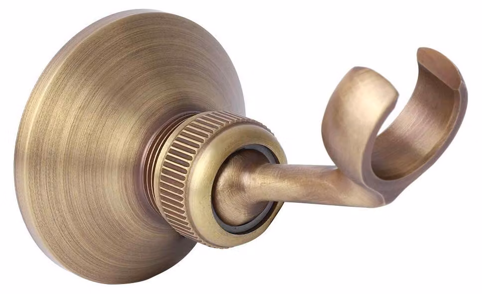 Omgoods - Supporto per soffione doccia in ottone di alta qualità - Montaggio a parete - Angolo doccia regolabile - Design antico - Resistente - Finitura elegante - Maniglione per doccia