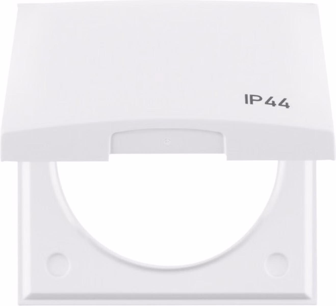 Berker 918282599 Telaio con coperchio incernierato e scritta "IP44" bianco polare, Integro Flow lucido