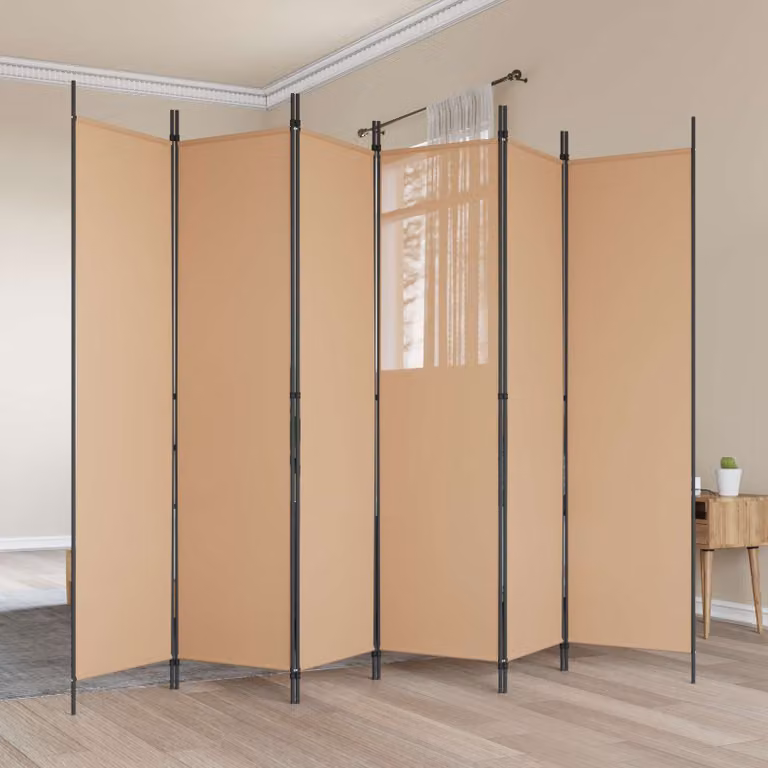 Divisore per stanza vidaXL a 6 pannelli beige in tessuto, L: 300 cm, H: 200 cm