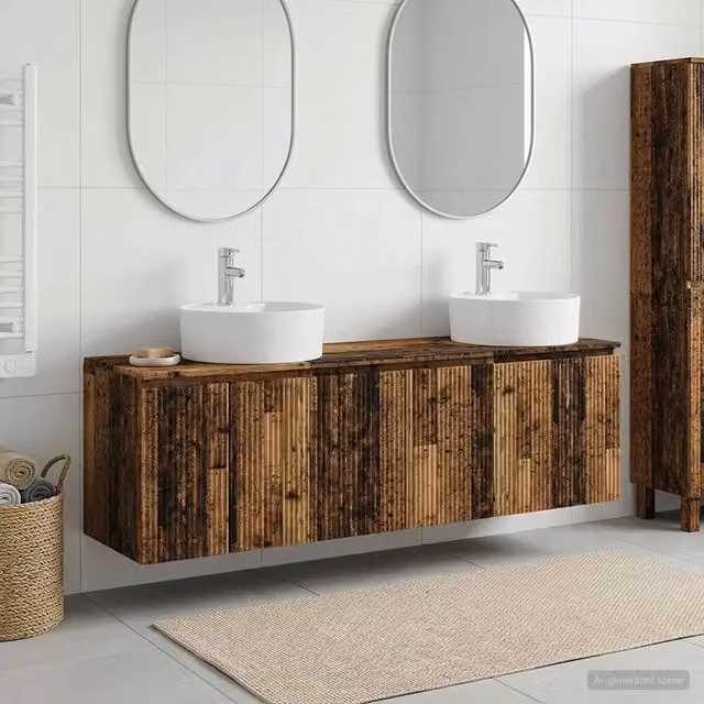 Set di Armadi da Bagno 3 pz Legno antico 161,5 x 44,5 x 82 cm