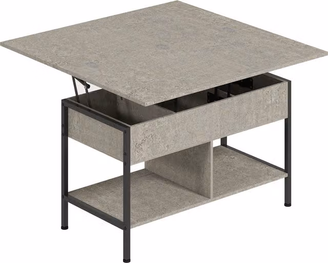 Tavolino da salotto HOMCOM sollevabile e allungabile con vano nascosto, Grigio, L: 98 cm, P: 49 cm, H: 55 cm – 1