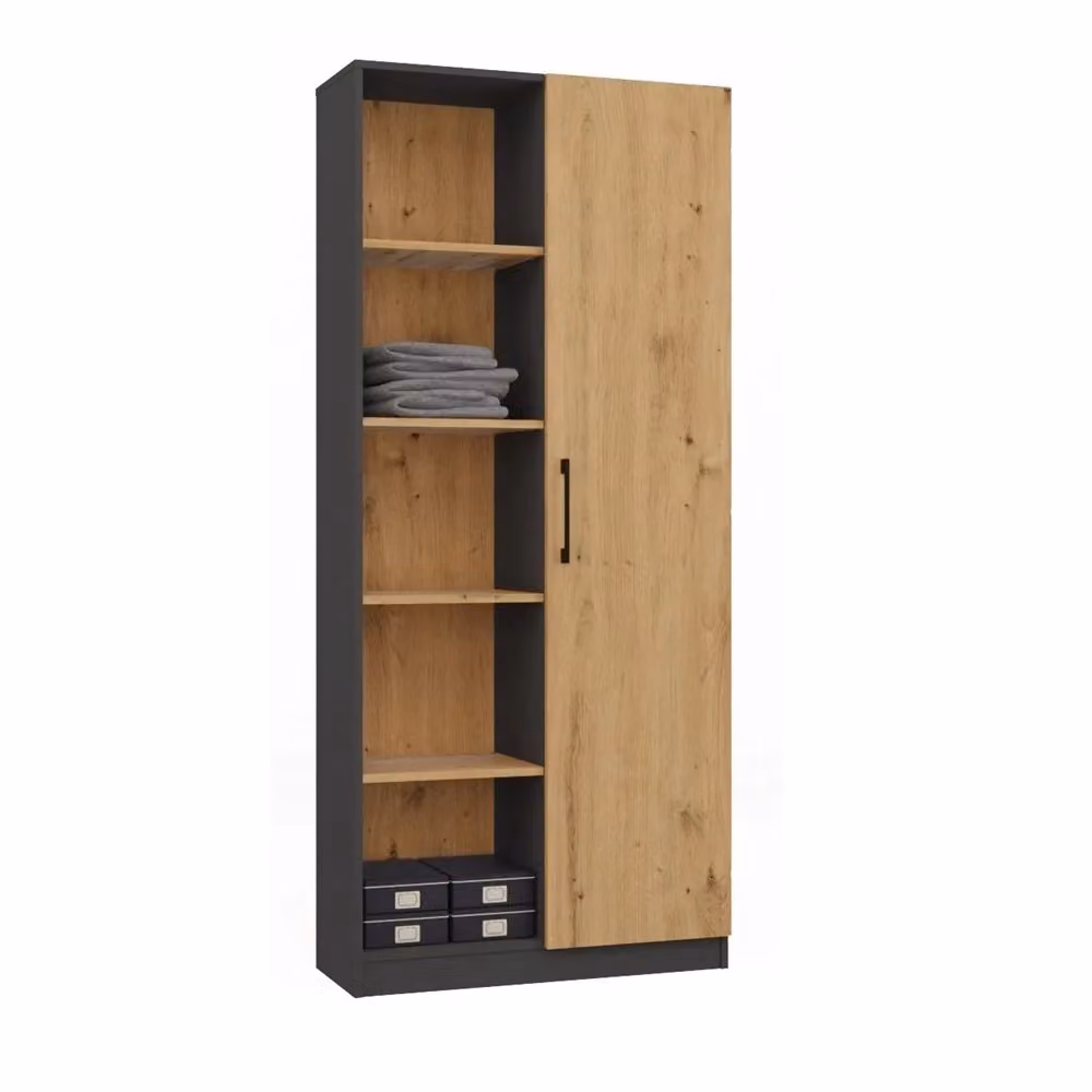 Libreria moderna MALWA RD/80 in MDF color antracite, L: 80 cm, H: 182 cm, P: 30 cm – 2