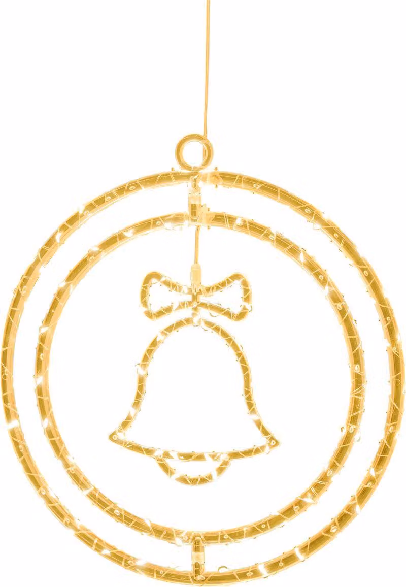 Decorazione MagicHome Natale, Campana, plastica, 80xLED bianco caldo, 32.5x36 cm, 3xAA