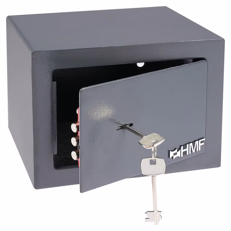 Piccola cassaforte a chiave - Colore antracite - Dimensioni 23x17x17 cm - Capacità 6,1 litri - Acciaio - Adatta per uso domestico e per l'ufficio