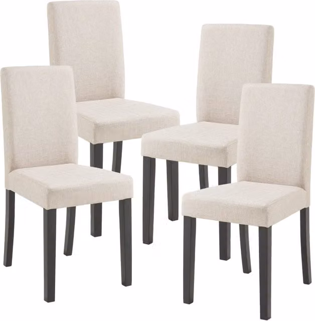 Set Hamburg di 4 Sedie Imbottite da Sala con Rivestimento in Tessuto Beige [en.casa]