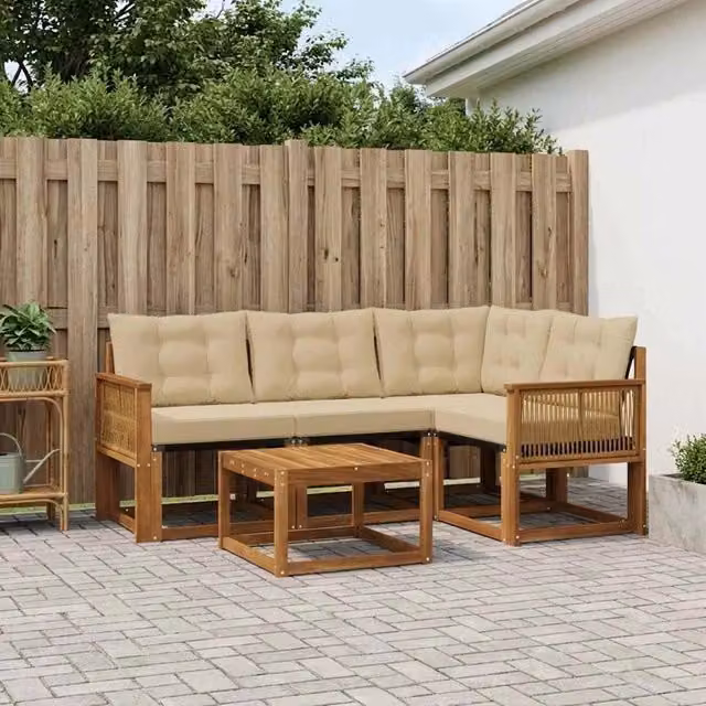 Set di divani da esterno 5 pz Naturale e Beige 3381941