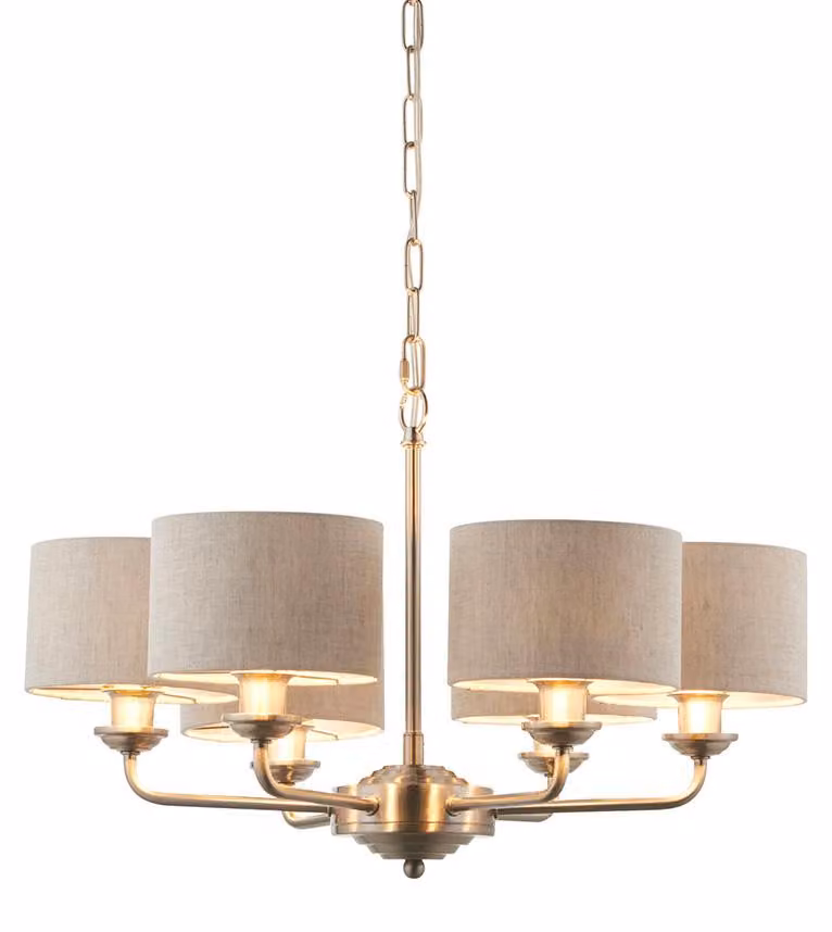 Lampada a sospensione HIGHCLERE cromata lucida 6xE14x15W in tessuto, dimensioni: 185,5x53,7x53,7 cm, IP20, Endon