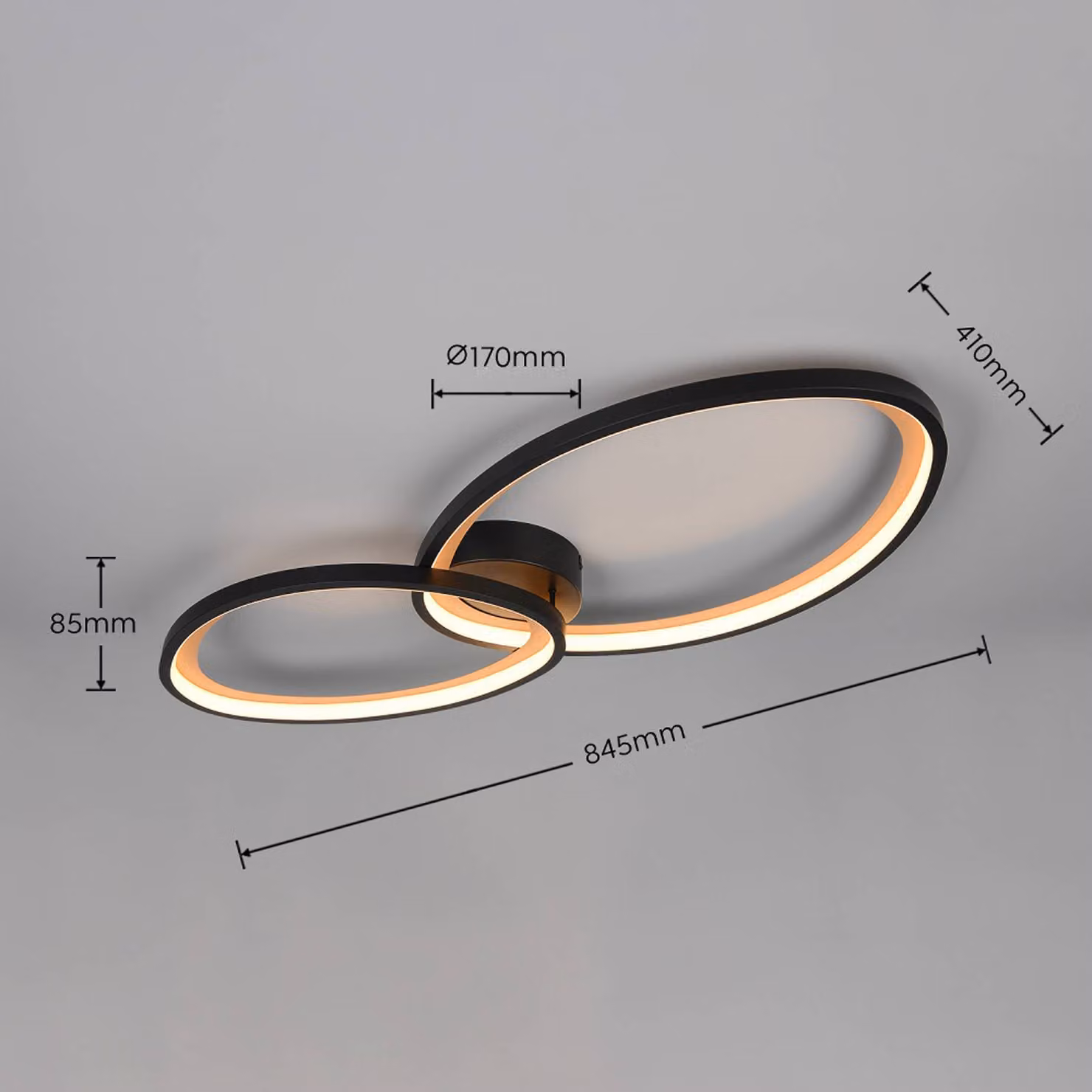Trio Lighting Plafoniera soffitto Sivo, dimmerabile, Nero, Soggiorno / Sala da pranzo, Metallo, Moderno, Plafoniera
