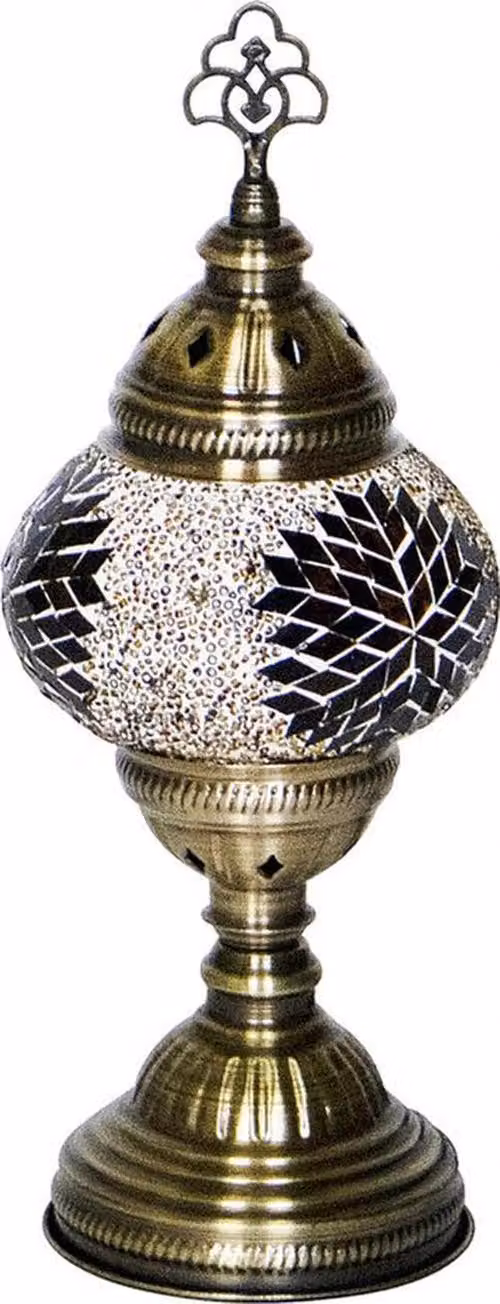 Lampada da tavolo Oosterse Mosaik Marrone Altezza 30 cm, diametro 13,5 cm, attacco E14, realizzata a mano, design unico