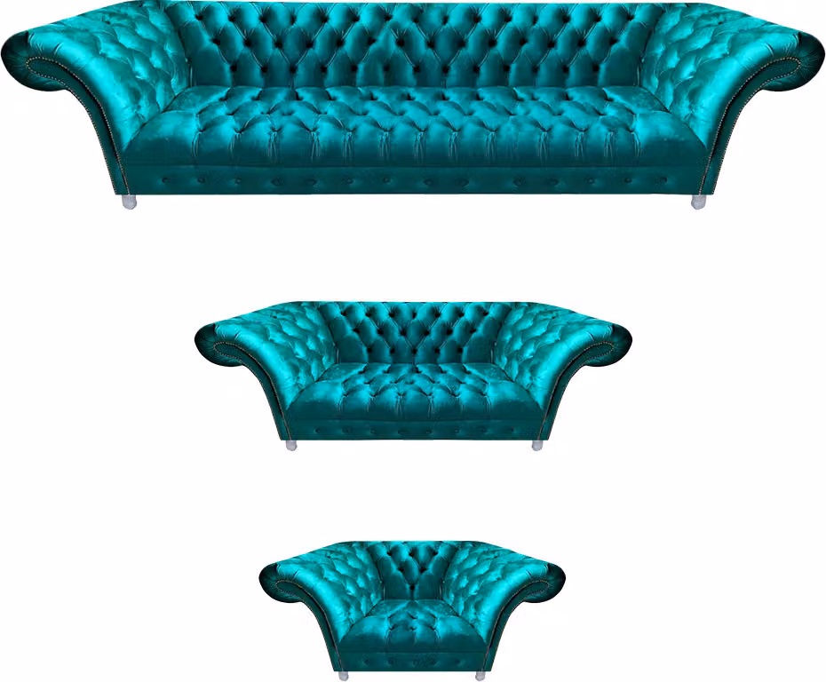 Sitzmöbel Sofa Set 3tlg Wohnzimmer Garnitur Chesterfield Textil Einrichtung