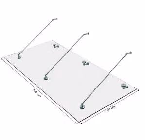 Pensilina in vetro temperato trasparente con supporti in acciaio inox – 2