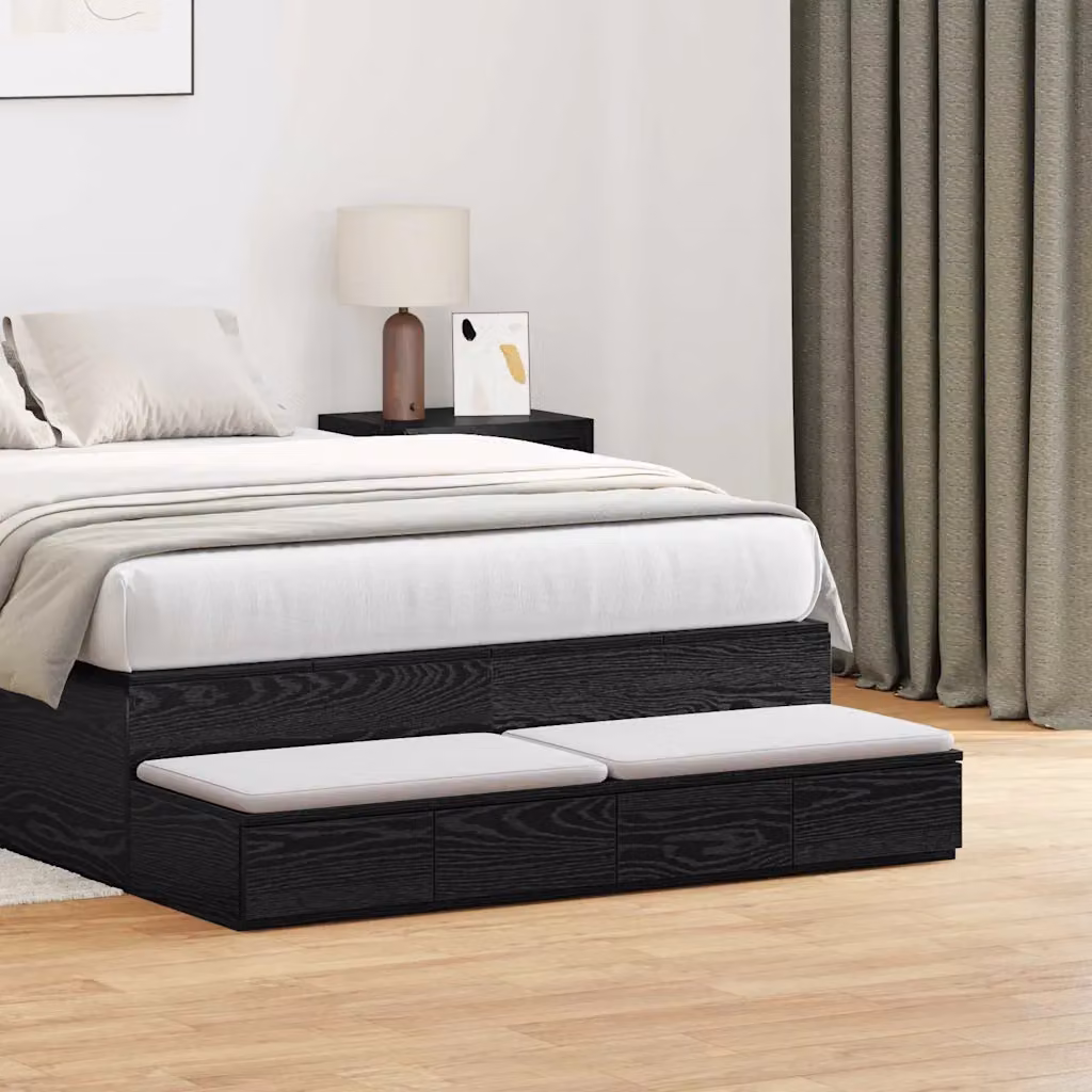 Cassetti per letto vidaXL Rovere Nero L: 120 cm, P: 36,5 cm, H: 16,5 cm