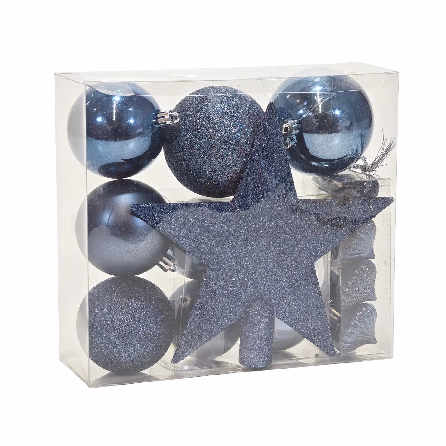 Vestiamo Casa Set di Decorazioni Natalizie Blu Moderno con Stelle e Palline, 18 Pezzi – 1