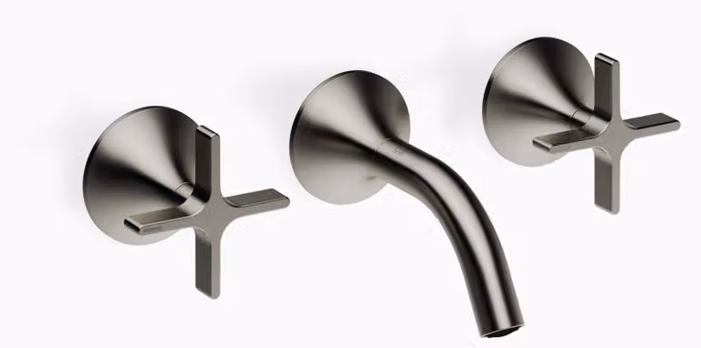 Dornbracht VAIA Mélangeur mural pour lavabo sans vidage, poignée croisillon, saillie 125mm, 36702809-99, 36702809-99