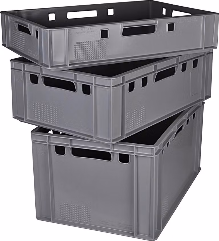 BURI Casse per carne Eurobox per alimenti - Cassa da macellaio in HDPE Cassetta di stoccaggio Vaschetta di plastica Casse di stoccaggio impilabili in plastica