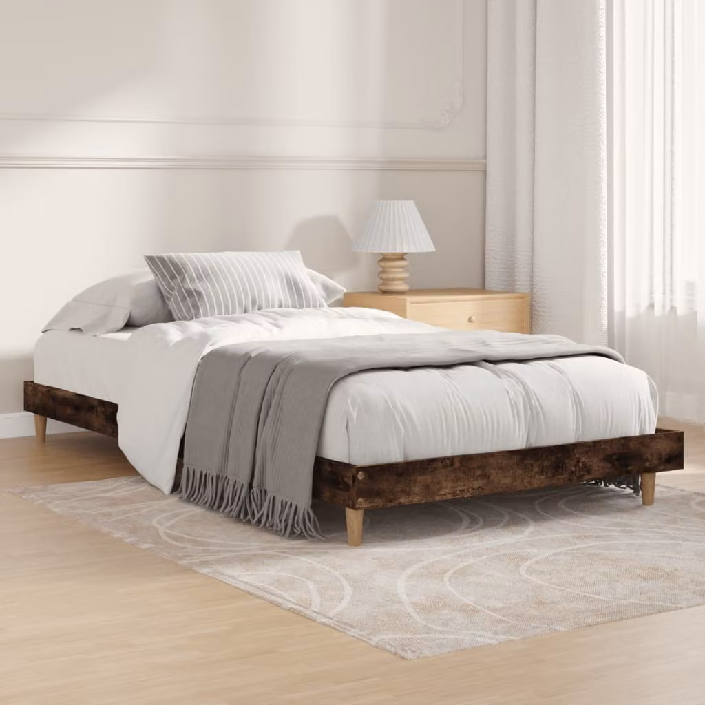 Giroletto vidaXL senza materasso in truciolato color rovere fumo L/P/H: 200 x 90 x 20 cm